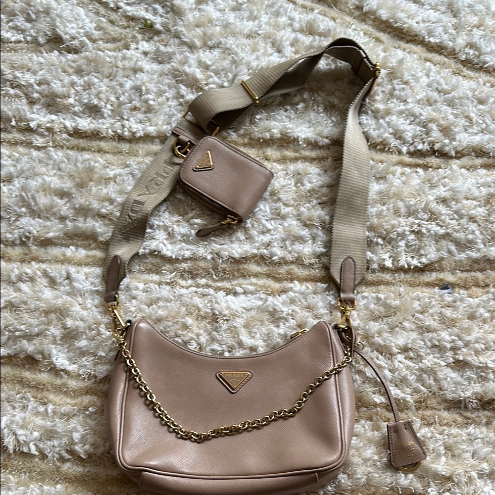 Prada Tan Leather Shoulder Bag